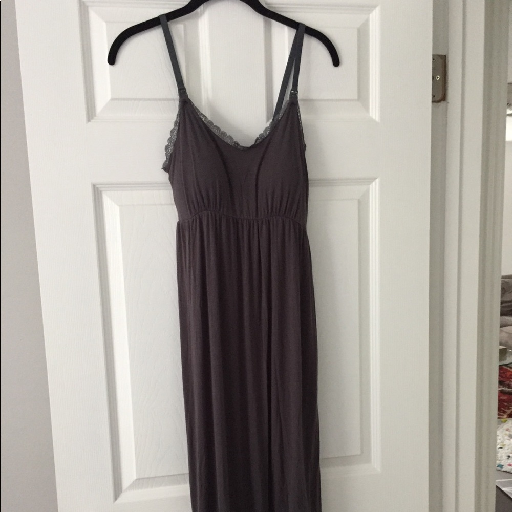 Clip Down Lace Trim Nursing Nightgown Size Small